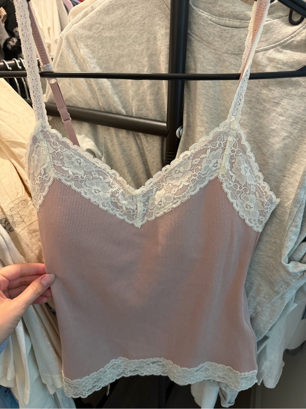 Abercrombie Lace-Trim Ribbed Cami